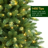 Совети за хиколидност јасно прелитни блескаво блескаво зелено смрека вештачко новогодишно елка, со метална штанд, вклучувајќи