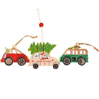 Божиќни Приврзоци Во Облик На Автомобил Дрвени Висечки Декори Врежани Орнаменти