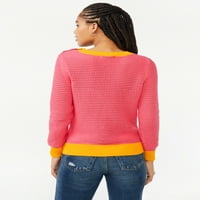Бесплатно склопување џемпер за женско копче за рамо, средна тежина