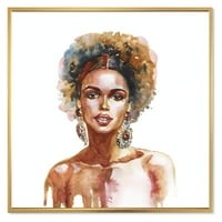 Дизајнрт „Портрет на афро -американска жена против“ модерна врамена платно wallидна уметност печатење