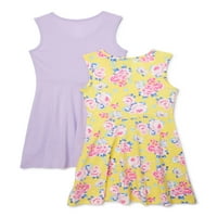 Чудо девојки девојки пролетен летен резервоар играат фустан, 2 пакувања, големини 4- & плус