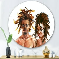 Дизајн на „Портрет на афроамериканска двојка“ модерна метална wallидна уметност - диск од 36