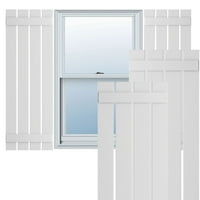 Ekena Millwork 23 W 34 H TRUE FIT PVC Четири табли распоредени од табла-n-batten ролетни, бели