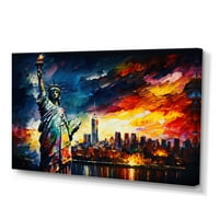 DesignArt New York Views на Sunset I Canvas Wall Art