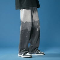 машка мода largeутуји широки фармерки широки панталони за панталони со големи димензии црн хххл