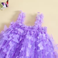 Духоу Мало Девојче Пеперутка Фустан Фустан Со Прашка Во Еднобојна Боја Сладок Фустан За Принцеза