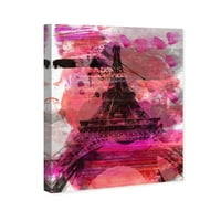Студиото Винвуд Студио и Skylines wallидни уметности платно ги отпечати европските градови „Диви Париз“ - розови, црни