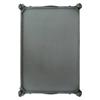 Acme мебел Делфин Класичен квадратен стаклен масичка со складирање, сребро од јаглен