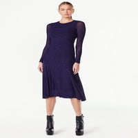 Асиметричен фустан со долги ракави на женски лажички, димензии XS-XXL