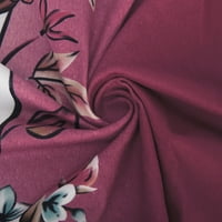 Хоменесгеника Женски Блузи Мода Секојдневен Печатење V-Вратот Долг Ракав Лабава Цвеќе Маица Блуза Блузи