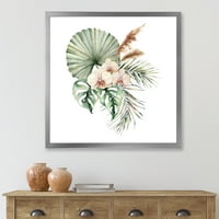 DesignArt 'Тропски букет со палми Орхидеи „Традиционална врамена уметничка печатење“