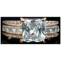 Permont Emerald Cut Clear Quartz and Crystal Ring Ring во 18K розово злато преклопување