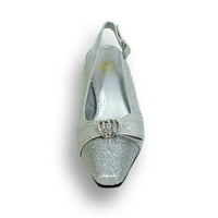 Чевли за вечерни фустани со широка ширина на Ема за свадба, матурска и вечера сребро 8,5