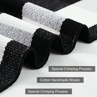 Уникатни поволни цени памук ткаен карирана површина под подот тепих мат црно и бело 43 x28