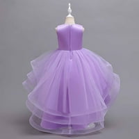 Деца Бебе Девојки Средовечни Детски Везови Мрежа Газа Принцеза Фустан Виолетова 9 Години