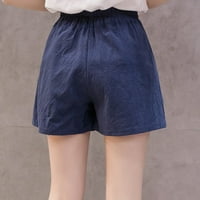 ксинкингхао женски панталони трендовски летни еднобојни кратки панталони лабави секојдневни панталони со висок струк ладни и дишечки панталони морнарица ххл